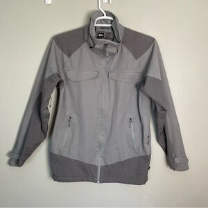 REI Rain Jacket Coat  E1 Elements men’s M Gray Full Zip Water Proof No Hood